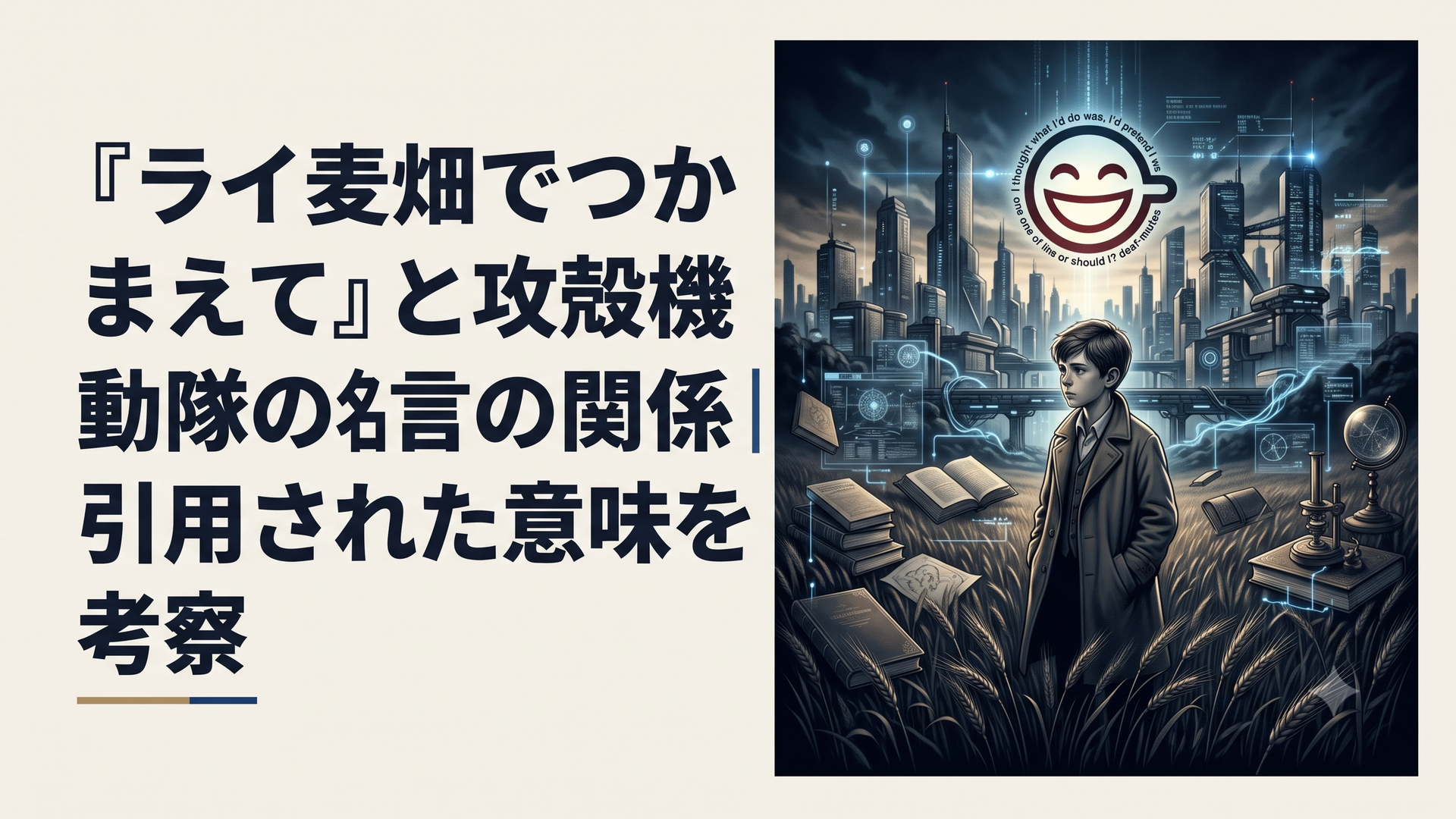 ライ麦畑に立つ少年と電脳都市に浮かぶ笑い男マーク